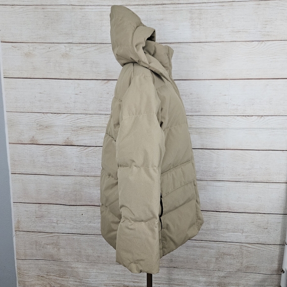 Echt Essentia Tan Puffer Full Zip Hooded Down Jacket Small - Picture 3 of 13